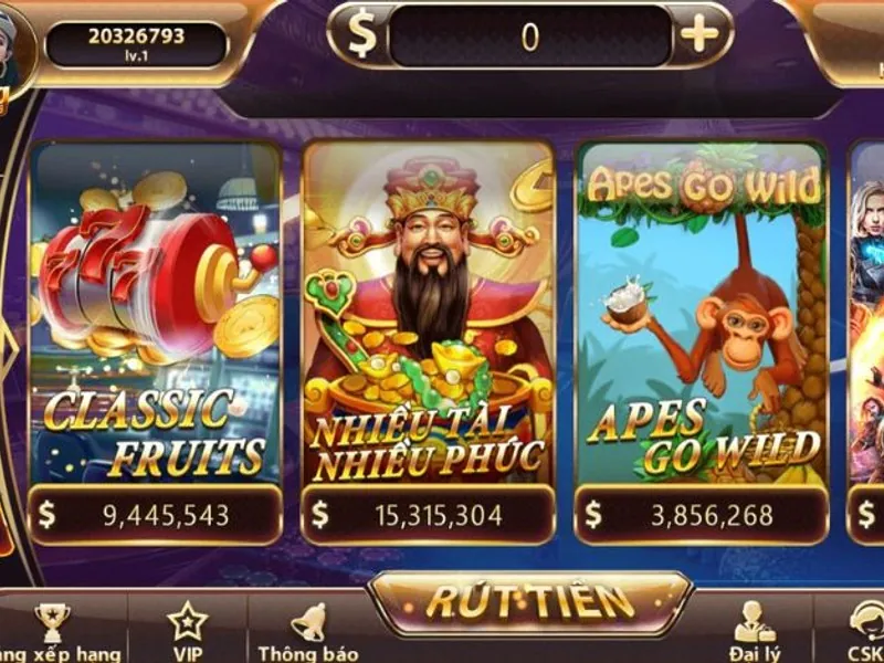 Màn hình game vin68 hiển thị giải độc đắc