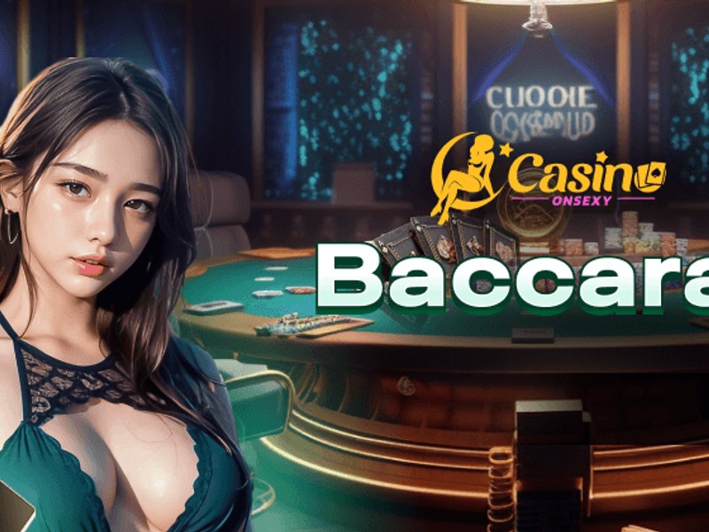 Bàn chơi Baccarat với các lá bài và chip cược tại vin68